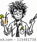 Tired man holding juice 115481738