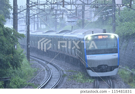 Sotetsu 11000 series train running in the rain Sotetsu 11000 series train running in the rain 115481831