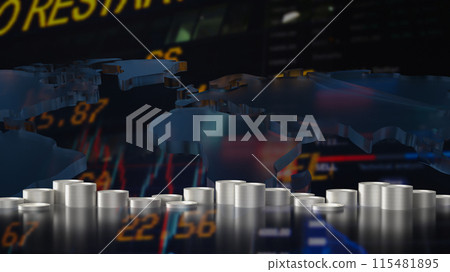 The coins on Chart background for Business concept 3d rendering 115481895