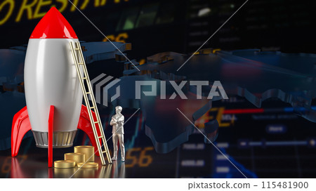 The rocket and coins on chart background for Business concept 3d rendering. The rocket and coins on chart background for Business concept 3d rendering. 115481900