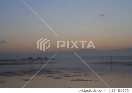 The lake surface dyed in the morning sun 115481965