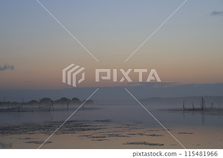 The lake surface dyed in the morning sun The lake surface dyed in the morning sun 115481966