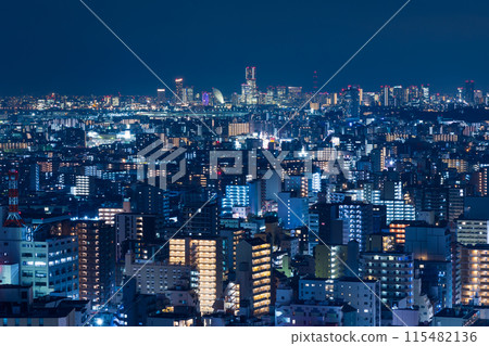 Kawasaki night view: View from Kawasaki City Hall toward Yokohama 115482136