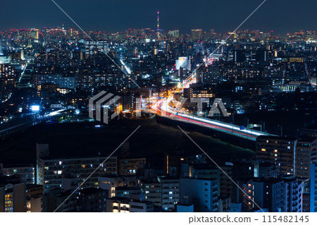 Kawasaki night view: View from Kawasaki City Hall toward Tokyo Kawasaki night view: View from Kawasaki City Hall toward Tokyo 115482145