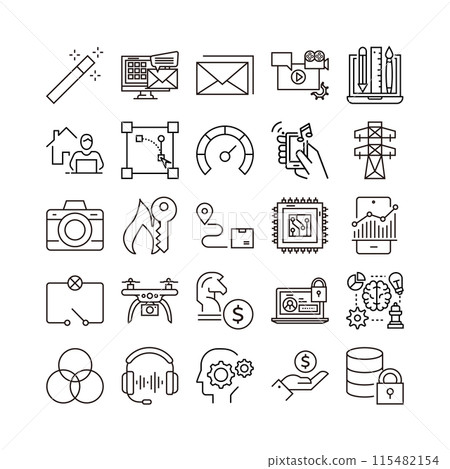 device artificial intelligence technology icon set device artificial intelligence technology icon set 115482154