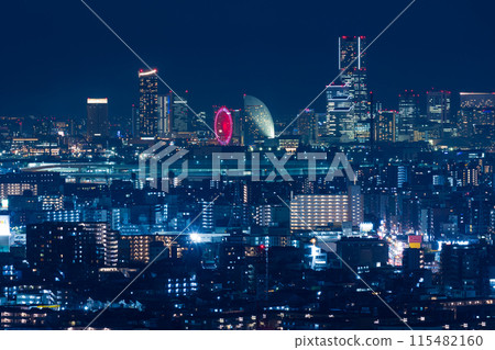 Kawasaki night view: View from Kawasaki City Hall, toward Yokohama Minato Mirai 115482160