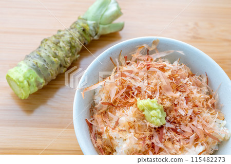 Real wasabi, Wasabi bowl, Fresh wasabi, Dried bonito flakes Real wasabi, Wasabi bowl, Fresh wasabi, Dried bonito flakes 115482273