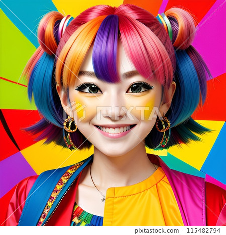 穿著色彩鮮豔的衣服的女孩 115482794