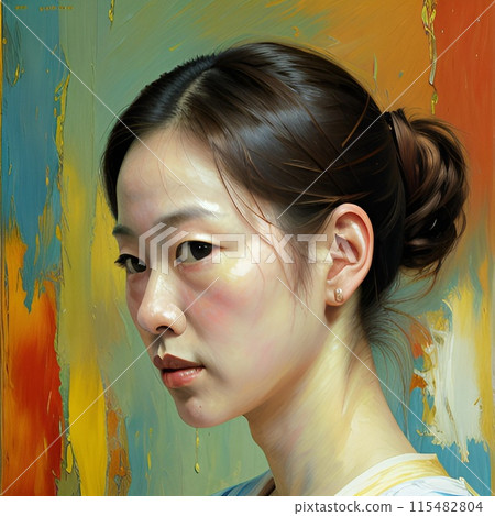 站在彩繪牆前的女人 站在彩繪牆前的女人 115482804