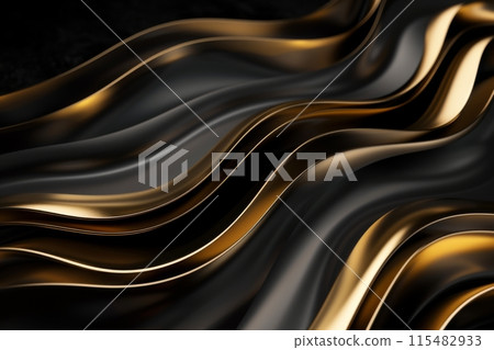 Abstract Black and Gold Wavy Patterns 115482933