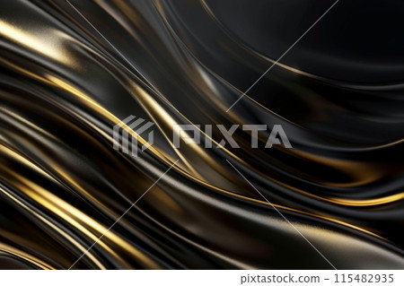 Abstract Black and Gold Wavy Patterns 115482935