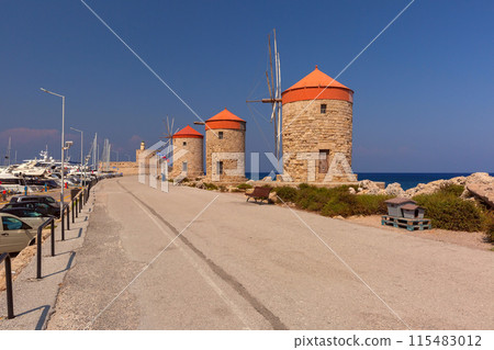 Historic windmill in Rhodes, Greece 115483012