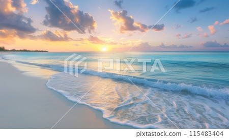 Sunset Beach with Gentle Rolling Waves 115483404