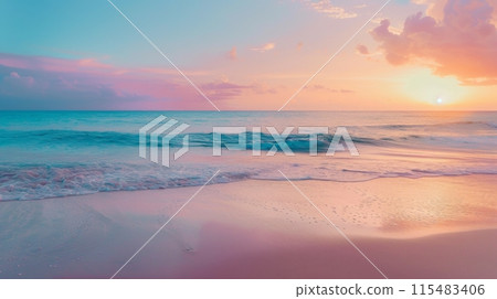 Sunset Beach with Gentle Rolling Waves 115483406