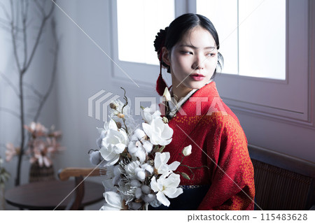 Images of beautiful Japanese kimono and hakama for cool pre-shoots and commemorative photos Asian Beauty 115483628