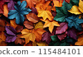 Stunning highresolution autumn leaves texture, vibrant colors, detailed background, perfect for fallthemed designs. 115484101