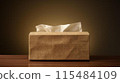 Detailed high resolution texture of a tissue box, providing comforting and soft visuals perfect for sick day essentials. 115484109