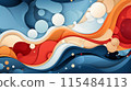 Detailed and dynamic flat illustrations of abstract microscopic cells with bold lines and high detail. 115484113