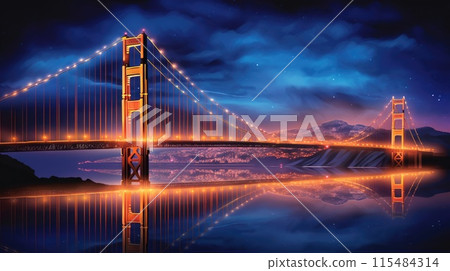 Golden Gate Bridge at night, a mesmerizing sight for photography enthusiasts Golden Gate Bridge at night, a mesmerizing sight for photography enthusiasts 115484314