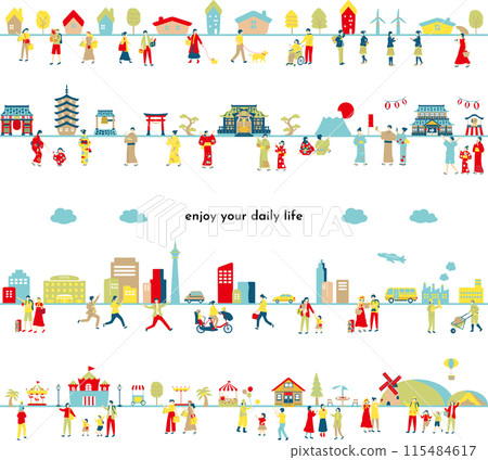 People's daily lifestyle set People's daily lifestyle set 115484617