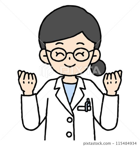 A female pharmacist is doing a fist pump A female pharmacist is doing a fist pump 115484934