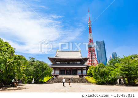 Zojoji Temple Main Hall and Tokyo Tower 115485031