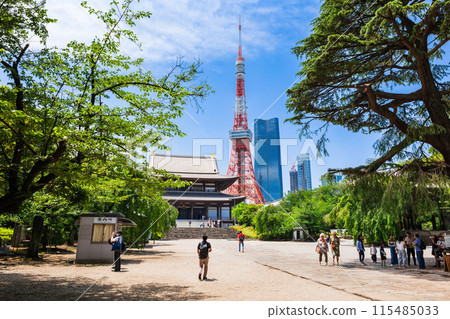 Zojoji Temple Main Hall and Tokyo Tower 115485033
