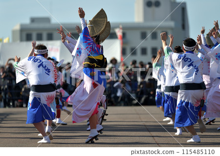 Awa Odori dance, Tokushima, spring festival "Hanaharu Festa" performance by famous groups 115485110