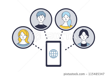 Illustration of people connected by network Illustration of people connected by network 115485347