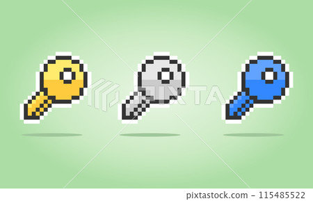 8-bit pixel key icon in vector illustration 8-bit pixel key icon in vector illustration 115485522