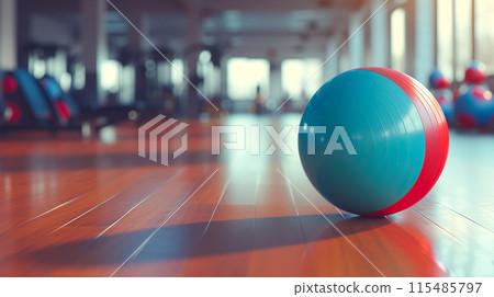 Balance balls in the training gym Balance balls in the training gym 115485797