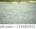 Bluestone gravel floor and stepping stones in the background 115485931