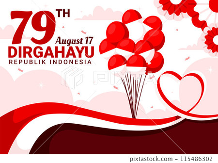 Indonesia Independence Day Vector illustration celebrating 17th August with the Indonesian Flag Raising the Red and White in a Flat Cartoon Background Indonesia Independence Day Vector illustration celebrating 17th August with the Indonesian Flag Raising the Red and White in a Flat Cartoon Background 115486302