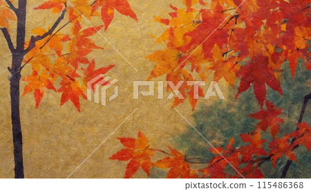 Japanese-style material with the image of autumn leaves (AI-generated material) 115486368