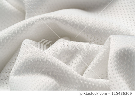 White jersey clothing fabric texture background close up 115486369