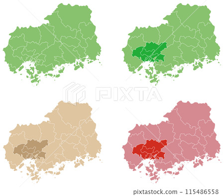 Dividable Hiroshima Prefecture Map - Color-coded Set Dividable Hiroshima Prefecture Map - Color-coded Set 115486558