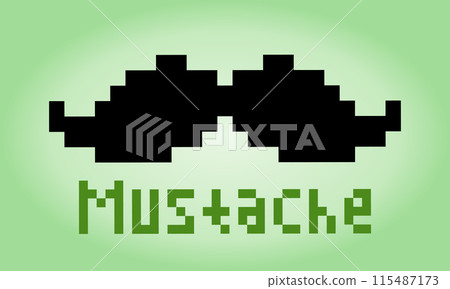 8 bit pixel of mustache for game assets and cross stitch patterns in vector illustrations. 115487173