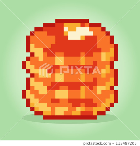 8 bit pixels pancake. Food for game assets and...-插圖素材 [115487203 ...
