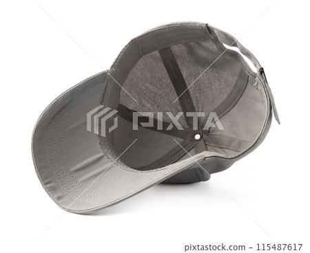 Gray Baseball Cap on White Background Gray Baseball Cap on White Background 115487617