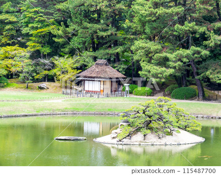 Spring in Okayama: The quaint scenery of Korakuen Garden, seen from Mt. Yuishin Spring in Okayama: The quaint scenery of Korakuen Garden, seen from Mt. Yuishin 115487700