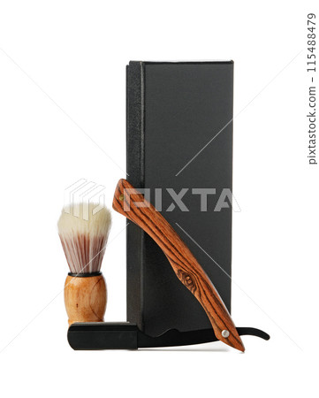 Vintage shaving razor and tools isolated on white Vintage shaving razor and tools isolated on white 115488479