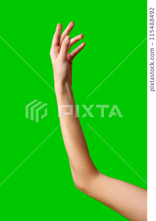 Hand Reaching Up on Green Background 115488492