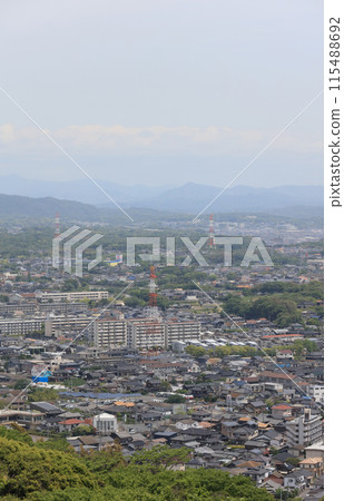 從山陽小野田市龍王山公園眺望蘇江市和宇部市的城市邊界 從山陽小野田市龍王山公園眺望蘇江市和宇部市的城市邊界 115488692