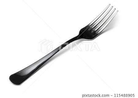 Silver cutlery fork isolated on white background Silver cutlery fork isolated on white background 115488905