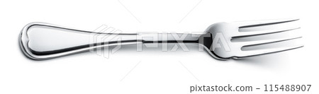 Stainless steel fork isolated on white background 115488907