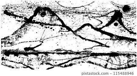 Mountain handwritten brush illustration 115488946