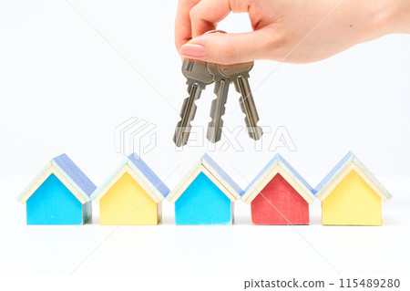 拿著房子鑰匙的女人的手 拿著房子鑰匙的女人的手 115489280