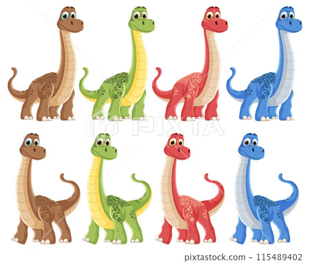 Colorful Cartoon Dinosaurs Collection 115489402