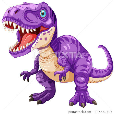 Purple Cartoon Dinosaur Roaring Purple Cartoon Dinosaur Roaring 115489407