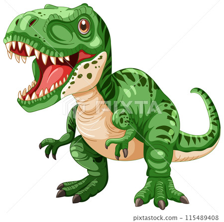 Green Cartoon Dinosaur Roaring 115489408